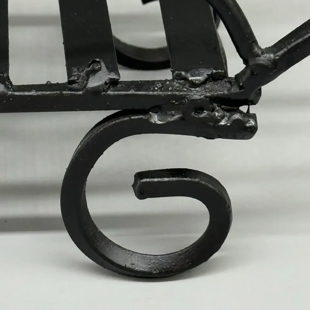 Wrought Iron 6 Bottle Tabletop Wine Rack Rustic Home Decor Storage With Handle